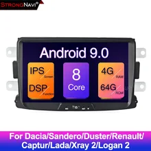 DSP ips 4GB 64G Android 9,0 автомобильный радиоприемник с навигацией GPS для Dacia Sandero Duster Captur Lada Xray 2 Logan 2 Dokker Lodgy 2012