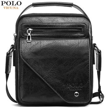 

VICUNA POLO Solid Color Leather Men Messenger Bag Casual Business Men Bag Fashion Sling Shoulder Bags Travel Man Handbag New
