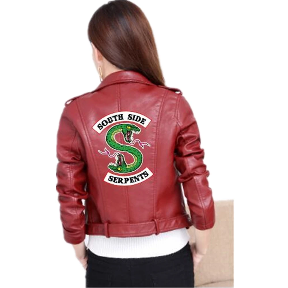 Riverdale-chaquetas de cuero sintético para mujer, chaquetas cortas de motocicleta a la moda, serpientes del Sur, cuero Artificial, 2019 AliExpress