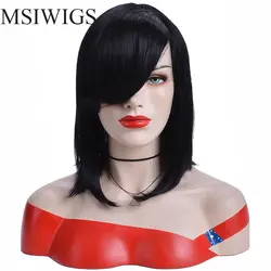 MSIWIGS короткие прямые волосы парик с боковым взрыва черный парик для женщин синтетические парики Pixie Cut парик Pelucas