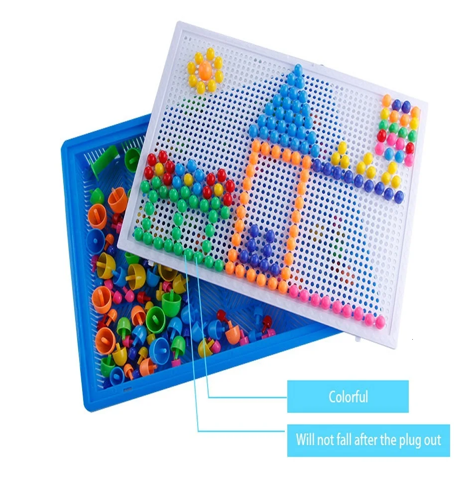 296 шт мозаика детские игрушки-головоломки композитные интеллектуальные Обучающие игрушки для детей креативный DIY гриб Набор ногтей детская игра игрушка