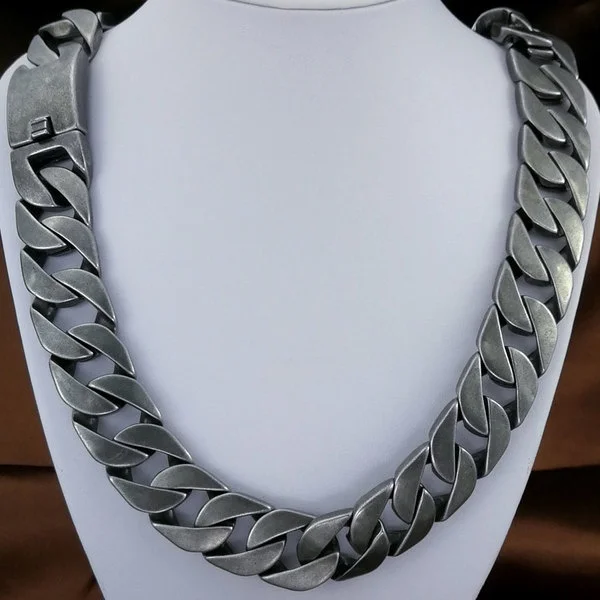 Top quality 316L stainless steel Retro curb 24mm solid heavy long chain necklace jewelry N414