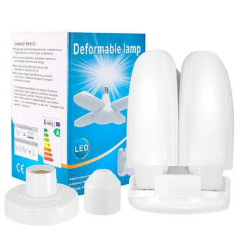 

60w Mini LED Deformable Folding Garage Light Adjustable 4 Leaf Lamp With Holder JA55