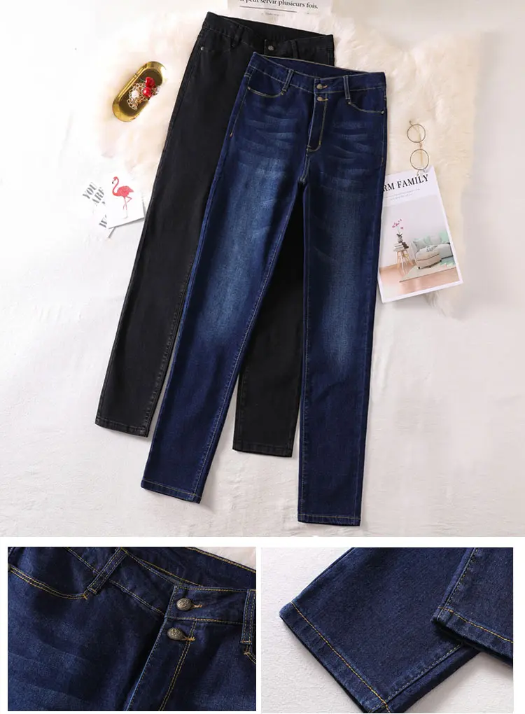 Jeans Womens High Waist Elastic Skinny Denim Long Pencil Pants Plus Size 42 Woman Jeans Camisa Feminina Lady Fat Trousers