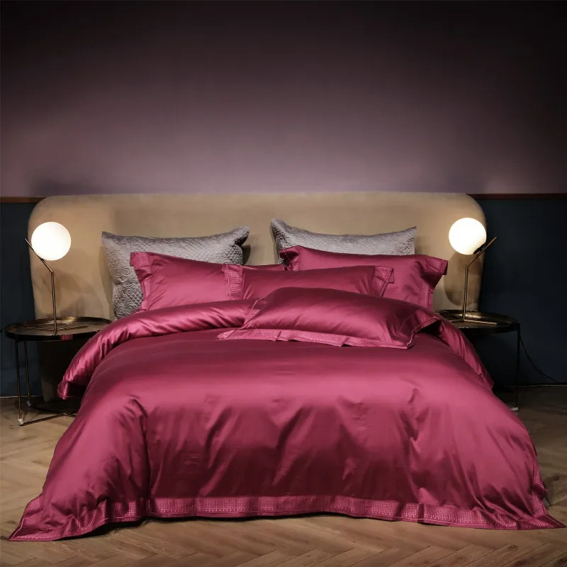 Роскошный 1000TC Египетский хлопок королева набор для больших кроватей покрывало простыня пододеяльник высокого класса образец номер кровать набор parure de lit - Цвет: 7