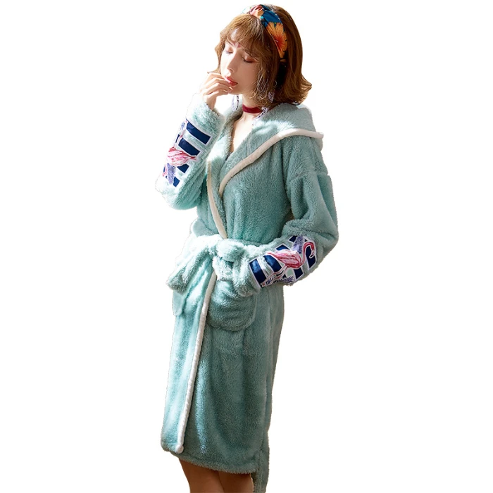 JRMISSLI зимний фланелевый Халат женский халат кимоно платья одежда для сна коралловый флис халаты для женщин
