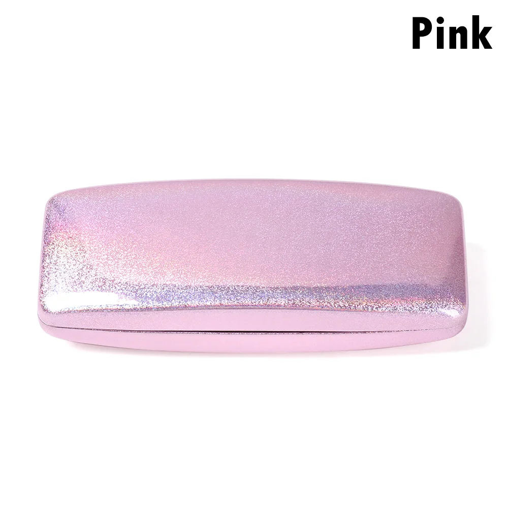 pink New Shiny Eyeglasses Case Sunglasses Protector Box Portable Glasses Holder Fashion Bling Travel Office Eyewear Accessories - Цвет: pink