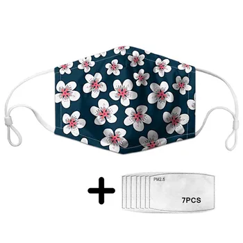 

Pretty Floral Print Mouth Mask with PM2.5 Filter Dust-proof Protection Face Mask Colorful Ladies Washable Mascara Boca Size S/L