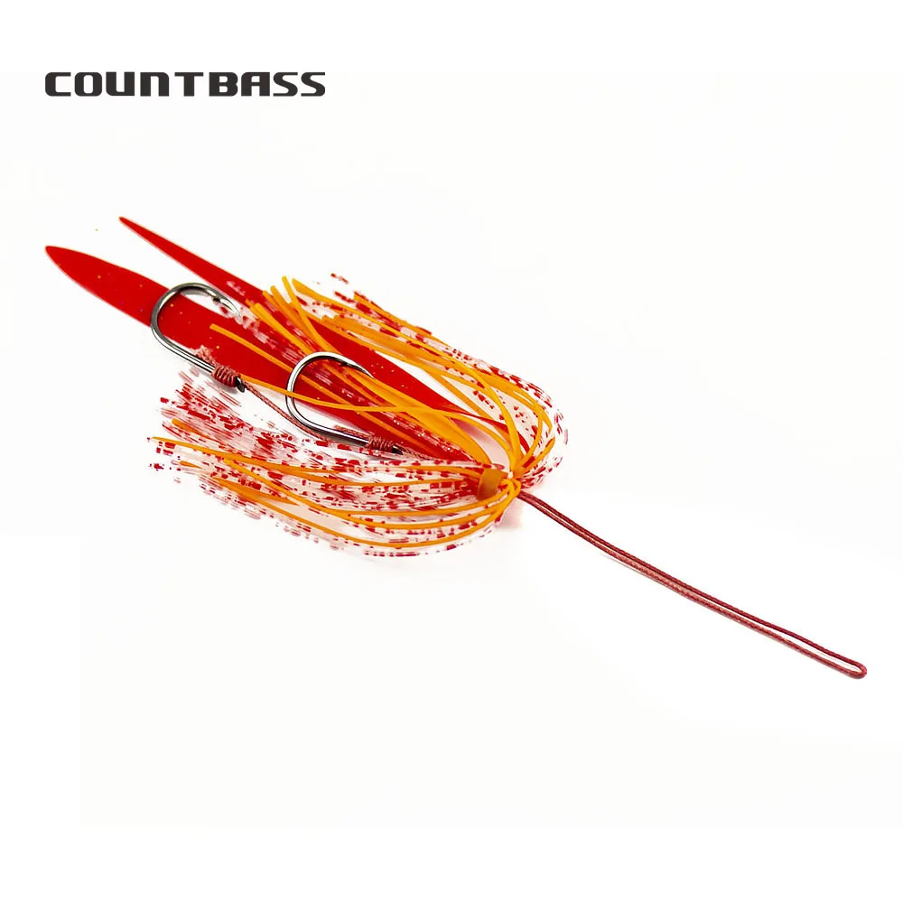 

COUNTBASS 10pcs Fishing Silicone Rubber Skirt Assist Hook for Slider Tai Kabura Jig Bottom Madai Squid Snapper Jigging