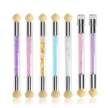 

Nail Art Glitter Polish Tools Gel Brushes Gradient Acrylic Handle Silicone Stamper Manicure Dots Sponge Double End Blooming Pen