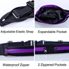 Waterproof Running Belt Hands-Free Waist Mobile Phone Belt With 2 Zipper Pockets Multi-color Elastic Fanny Pack Waist Bag Pouch 4