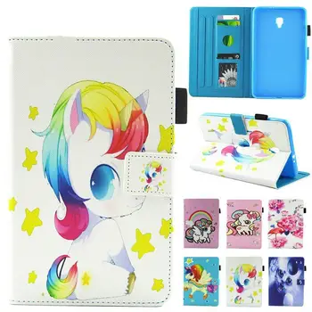 

Wekays Cute Cartoon Unicorn Leather Flip Fundas Case For Coque Samsung Galaxy Tab A 8.0\" 2017 T380 T385 Tablet Cover Cases Kids