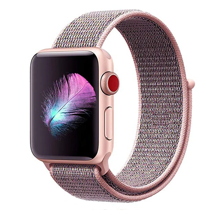 Sand color Ремни для наручных часов Apple Watch 38/40/42/44 мм браслет наручных часов iWatch серия 5 4, версия 1, 2, 3, ремешок из дышащего нейлона, correa спортивный бесшовный smartwatch band - Цвет ремешка: Sand color