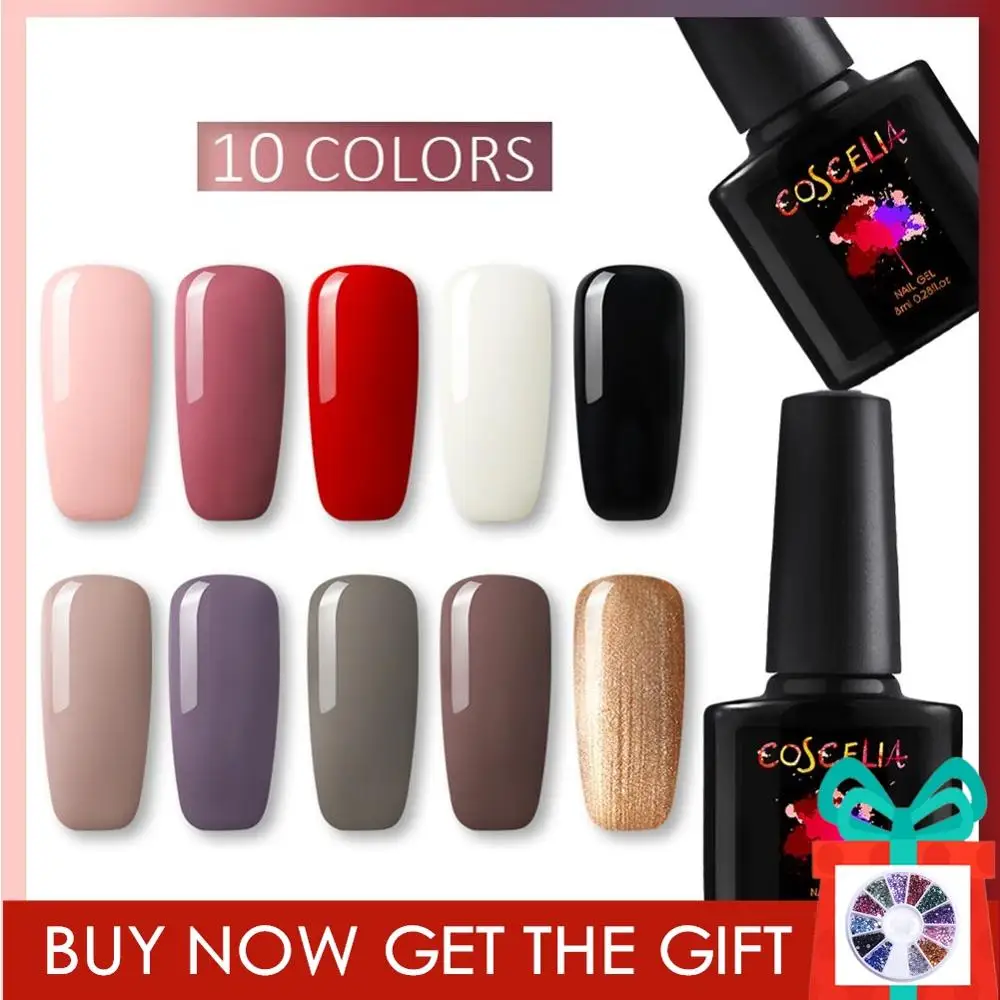 

COSCELIA 10PCS Gel Varnish Set For Nail Art Vernis Semi Permanant Uv Gel Polish 40 CoLors Gel Nail Polish All For Manicure