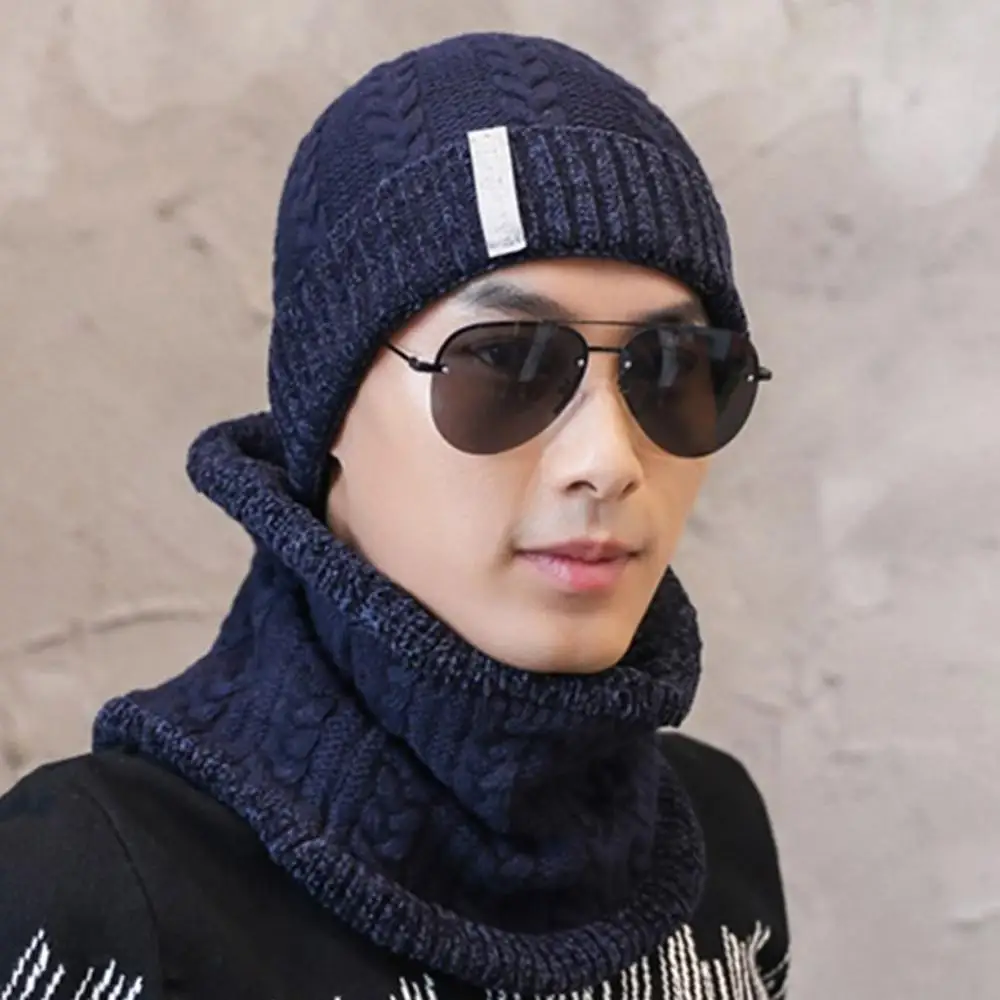 Новые зимние шапки Skullies Beanies, зимние шапки бини для мужчин и женщин, шерстяной шарф, шапки, Балаклава, маска, шапка, вязаная шапка#1209 - Цвет: Тёмно-синий