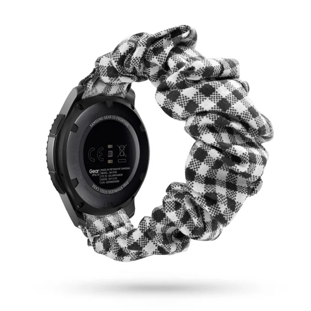 Scrunchies Elastic Watch band 20mm 22mm For samsung galaxy watch 3 41mm 45mm For huawei watch GT2 Pro bracelet For Amazfit Bip black white lattice