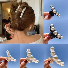 

Ruoshui Woman Classic Big Pearl Hair Claws Fashion Hair Clips Crab Girls Hair Accessories Hairpins Female Ornament Hairgrip