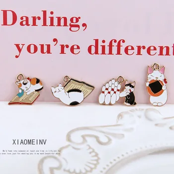 

10pcs Drop Oil Cats Alloy Enamel Charms Animals Fun Cute Pet Lazy Cat Pendants Floatings Bracelets DIY Jewelry Accessories YZ627