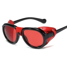 Новые модные кожаные женские ретро очки с заклепками в Корейском стиле, модные круглые солнцезащитные очки в стиле панк, мужские повседневные солнечные очки ручной работы