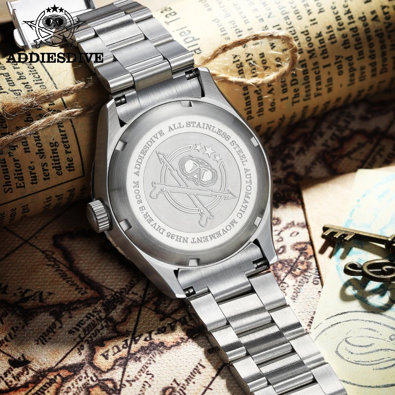 ADDIESDIVE Men's Luxury Watch 200m Diver Waterproof C3 Super Luminous Synthetic Sapphire Glass NH35 Automatic Mechanical Watches