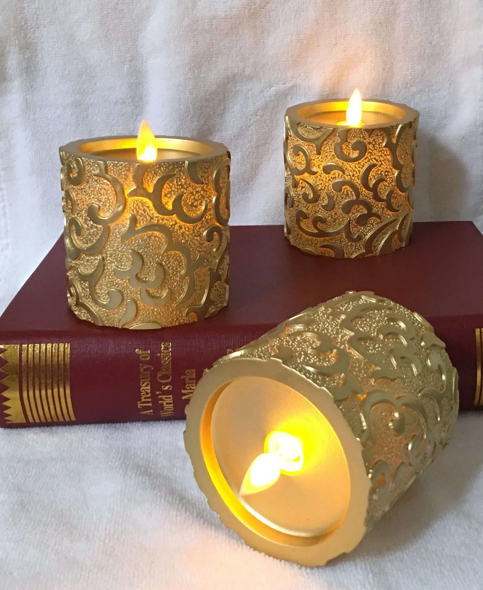 Christmas Golden bougie Led birthday Candle Lamp Modeling Lamp scented candles Gold candele