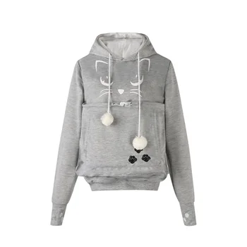 

Womens Hoodies Sweatshirts Kangaroo Pet Dog Cat Holder Carrier Pullovers Pouch Large Pocket Hoodie Women Clothes S-4XL