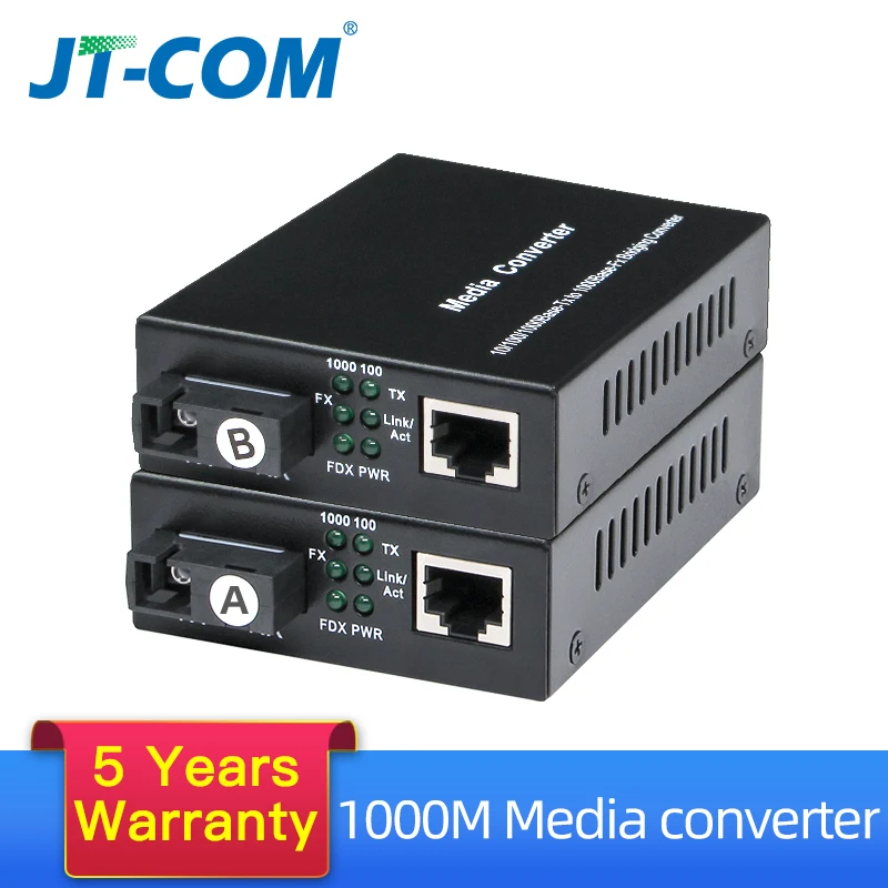 

1Pair Gigabit Fiber Optical Media Converter 1000Mbps Single Mode Simplex SC Port Fibra Optica rj45 Optical Transceiver 3/20km