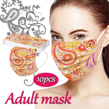 

10pc Adult Mask Disposable Flower Digital Printing Mascarilla 3 Capas Nonwove Protective Breathable Masks Elastic Earloop Masque