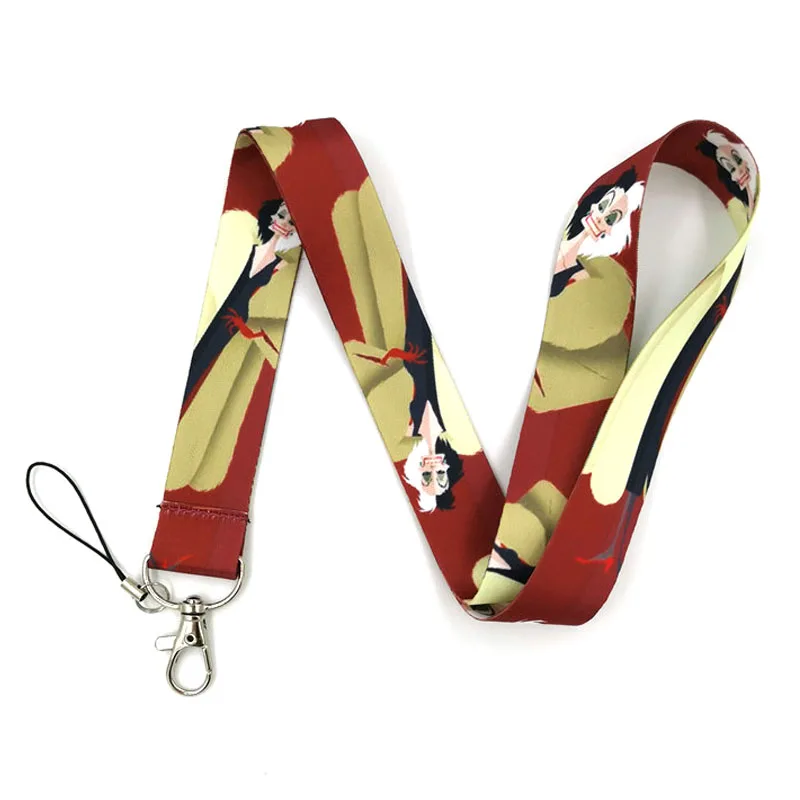 Cruella Ursula Maleficent Neck Strap Lanyard keychain Mobile Phone Strap ID Badge Holder Rope Key Chain Keyrings Accessory Gifts