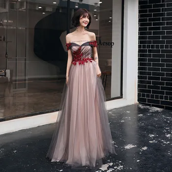 

Female Summer Party Sexy Slash Neck Women Dress Red Floral Applique Decorative Slim Long Dress Party Elegant Bandage Dresses