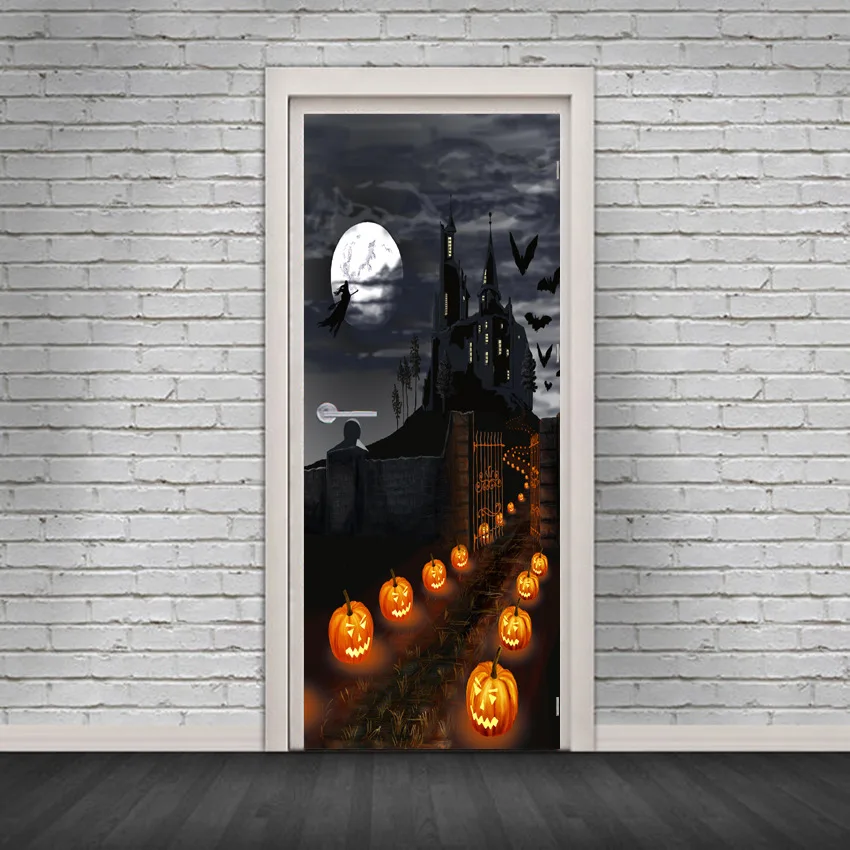 

Halloween Stereo Adhesive Paper 3D Model Door Stickers Removable Waterproof Wall Sticker Bedroom Living Room DIY Wallpaper WMT00