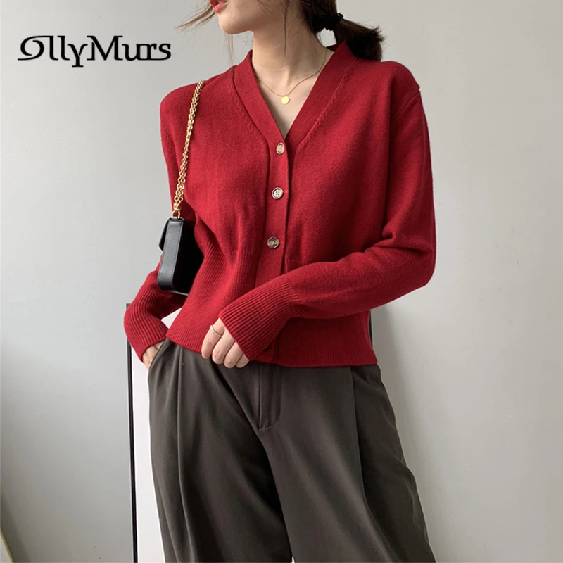 

Single Breasted Knitted Sweaters KM025 Solid Wool Knitting Women Cardigans 2020 Casual Fashion Outwears Fashion Fall Sweater