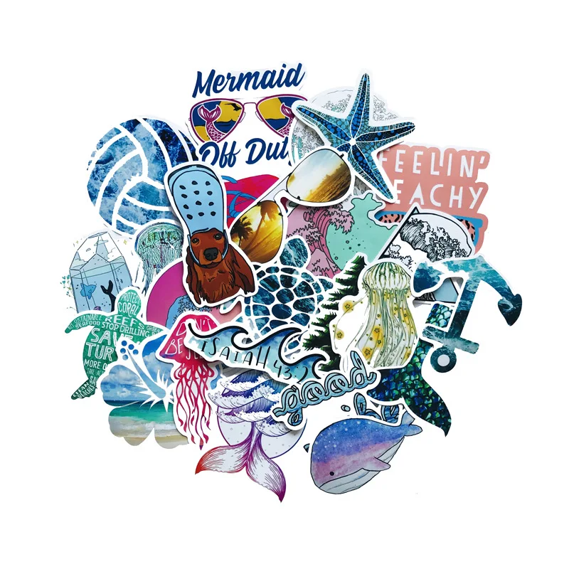 10/50pcs Summer Beach Stickers Surfing Sea Turtle Decal VSCO for Laptop Fridge Phone Skateboard Suitcase Girl Flask Sticker