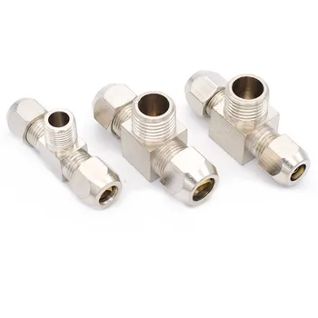 

Pneumatic fittings Brass T Type 6 8 10mm OD Tube 1/8" 1/4" Male Thread Compression Ferrule Tube Compression Fitting Connector