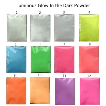 

100g 12 Colors Luminous Resin Pigment Glow In the Dark Powder Pigment Colorant Nail Art Resin Jewelry Making Craft Tools