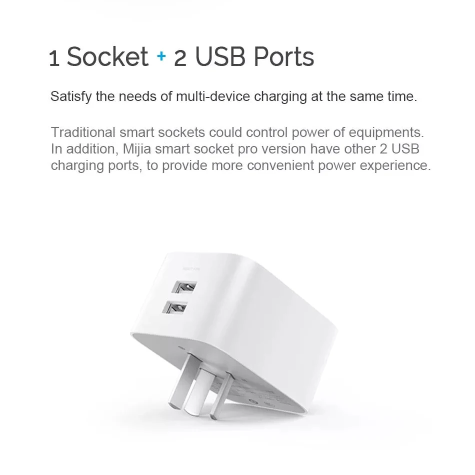 New Xiaomi Mijia Smart Socket Bluetooth Gateway Edition Dual USB Smart WIFI Socket Power Adapter Mijia Smart Home Device (6)