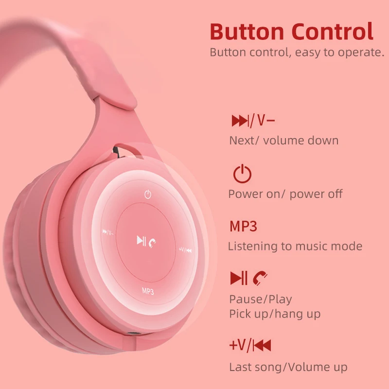 Kids Gaming Wireless Bluetooth 5 0 Headphone With Mic Hifi Stereo Music Child Headset Study Boy Earphone With Audio Cable For PC