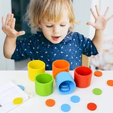 Montessori cor de madeira placa circular triagem empilhamento copo brinquedo kit montessori arco-íris jogo de correspondência brinquedo educativo para a criança