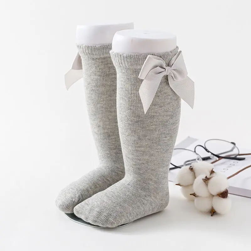 Socks Girls Kids With Bows Knee High Princess Cotton Long Tube Bow For Girl Newborn Baby