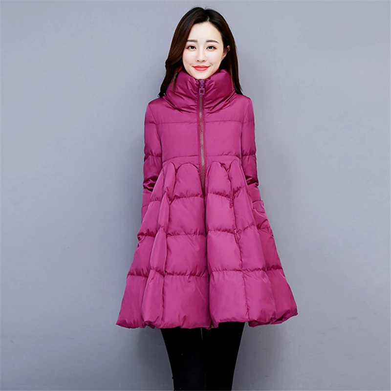 Winter Women Jacket Parka New Korean Zipper Cloak Down Cotton Jacket Long Outwear Fashion Warm Ladies Overcoat Padded Coat
