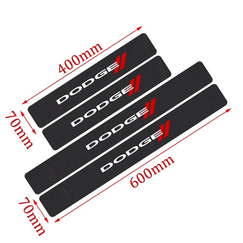 4 Pieces Car Styling Carbon fiber Door Sill Scuff Door Plate Stickers For Dodge Challenger RAM 1500 Charger Avenger Caliber