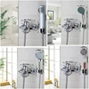 JIENI Chrome Bathroom Shower Faucet Bath Faucet Mixer Tap W/ Hand Shower Head Wall Mounted Shower Bathtub Faucet Sets ► Photo 3/6