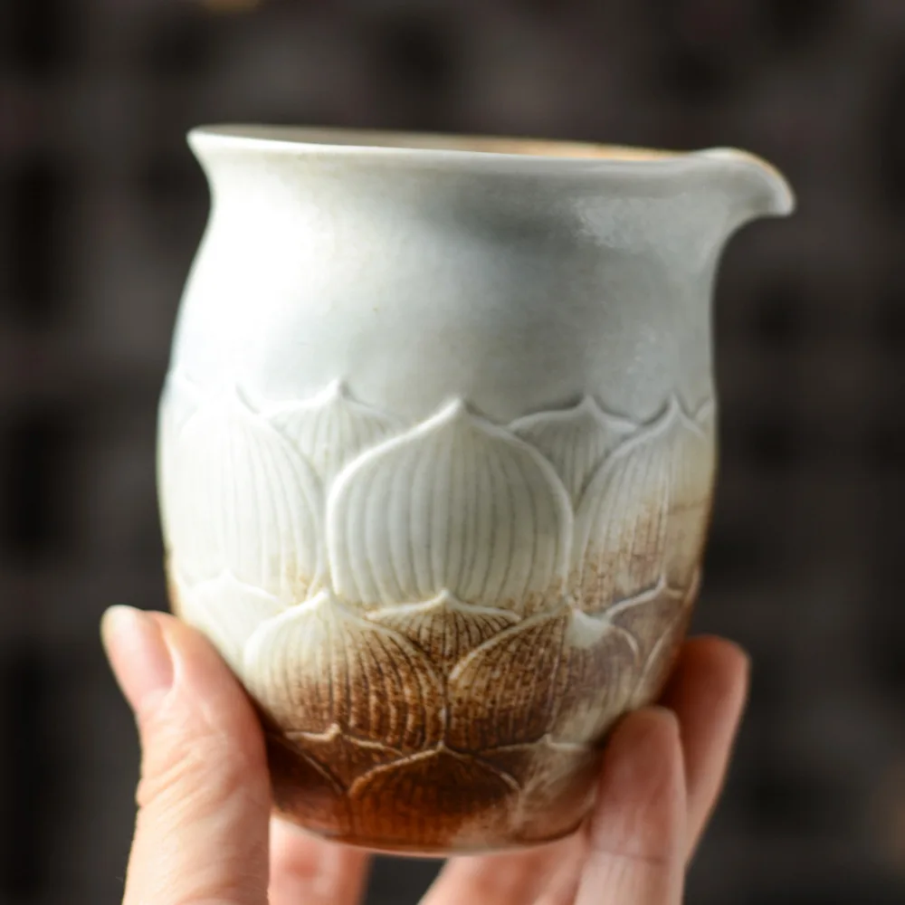 

Jindezhen Fair Cup Manual Make Carving Lotus Wood Color Fair Cup Part Tea Utensils Tea Ceremony Parts Kung Fu Tea Have