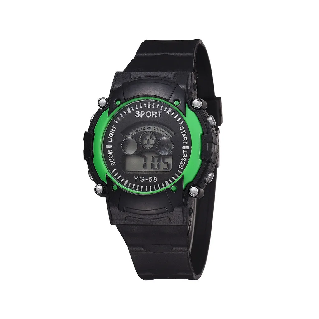 Green Новые модные часы простые детские спортивные электронные часы - Цвет: Green