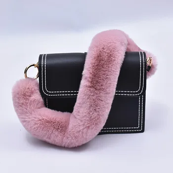 

60cm Replacement Bag Strap Faux Rabbit Fur Handbag Should Handle For Women Purse Belts Charm Winter Accessories BS005