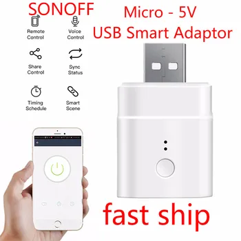 

10pcs SONOFF Micro 5V Wireless USB Smart Adaptor Wifi Mini USB Power Adaptor Switch Works With EWeLink APP Alexa Google Home