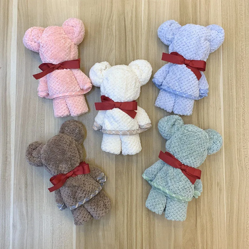 5 шт./лот коралловый флис полотенце в форме медведя розовый зеленый синий Мочалка