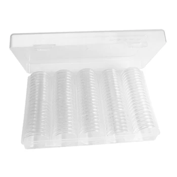 

100Pcs 27mm 30mm Capsules Holder Clear Transparent Plastic Round Storage Commemorative Protection Collection Box Coin Organizer
