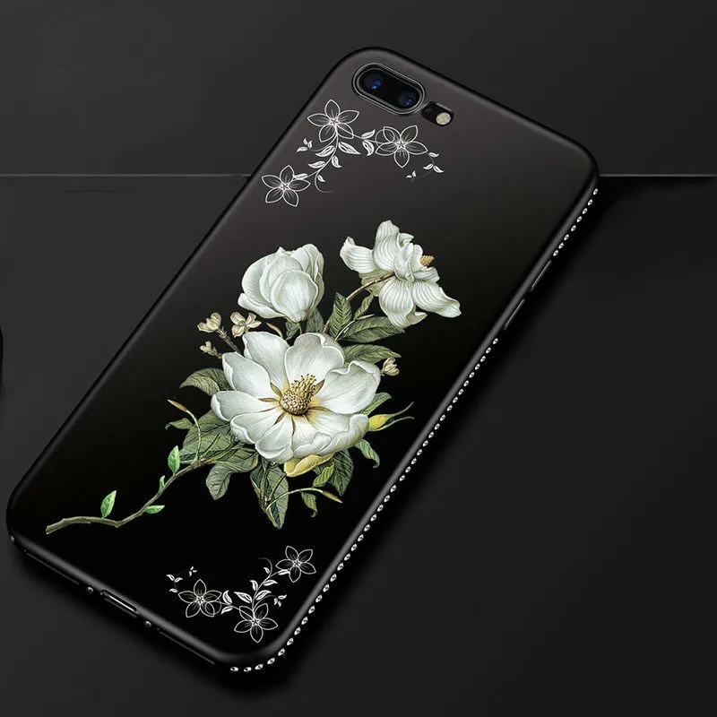 Алмазный цветочный чехол для Iphone 5 5S SE 6s 6 7 8 Plus противоударный ТПУ мягкий X XR XS Max 11