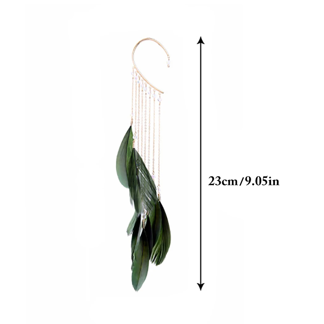 1 Pair Drop Earrings Women Non-Pierced Fake Feather Tassel Ear Clip Pendant Earrings No Ear Hole Earrings Fashion Jewelry
